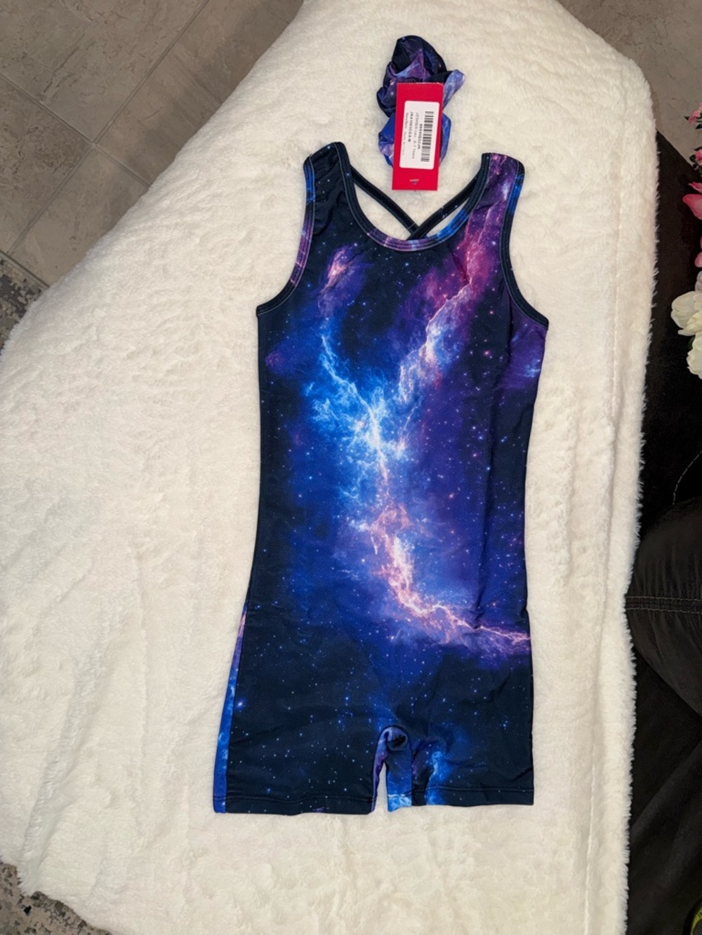 Kids Galaxy Print One-Piece Swim Suit - Blue Purple Size 6-7 Years